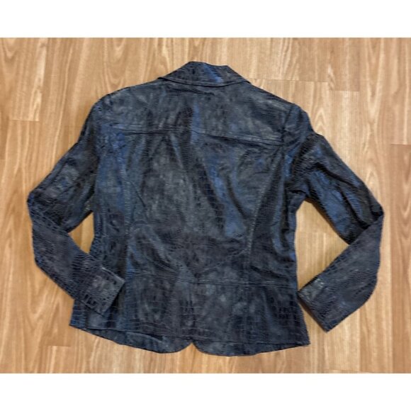 Toni Morgan Jacket Womens SM Faux Croc Print Button Up Black & Gray - Picture 6 of 7